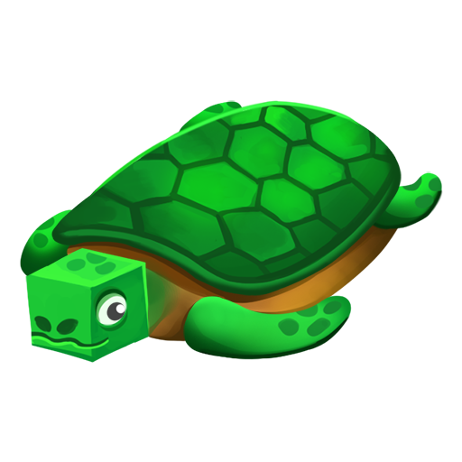 Terrapin Games logo: a cartoon sea turtle with one blocky, voxel-eyed foot